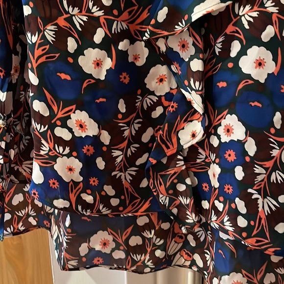 10 Crosby Derek Lam Floral Blouse - Blue and Red - Picture 6 of 11